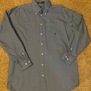 Nautica Blue Casual Button Down Shirt 15 1/2